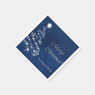 Merry Christmas in Dark Blue Napkin