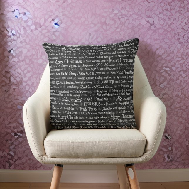 Merry Christmas in Different Languages Cushion (Creator Uploaded)