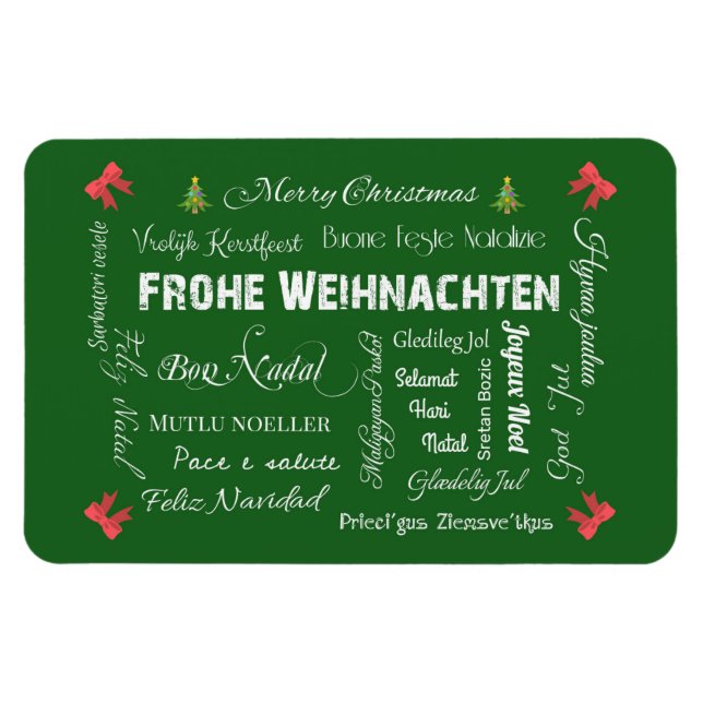 Merry Christmas in different languages! Magnet (Horizontal)