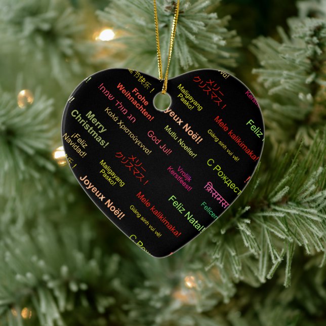 Merry Christmas in Different World Languages Ceramic Tree Decoration (Tree)