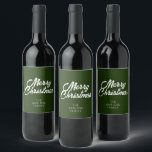 Merry Christmas in Forest/Dark Green Wine Label<br><div class="desc">A minimal and simple type design for the Christmas holiday!</div>
