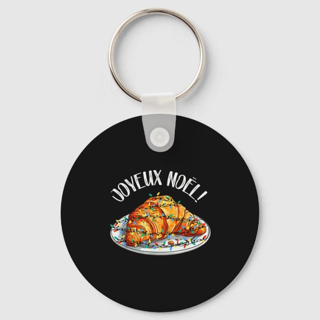 Merry Christmas In French _ Croissant Joyeux Noel  Key Ring (Front)