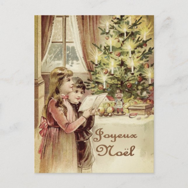 Merry Christmas in French Holiday Postcard (Front)
