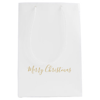 Merry Christmas in Gold, or Your Message Medium Gift Bag