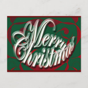 Merry Christmas in Green Postcard
