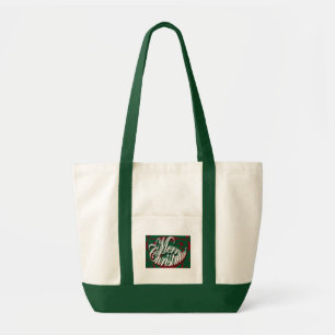 Merry Christmas in Green Tote Bag