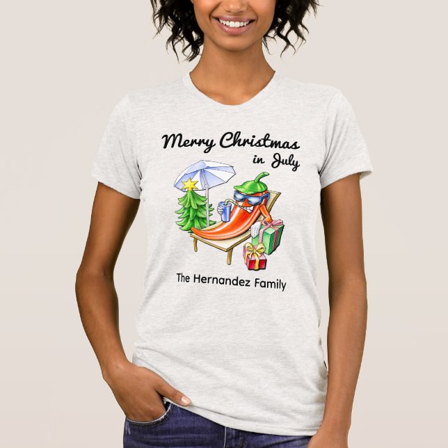Merry Christmas in July Customisable Fun Summer T-Shirt (Front)