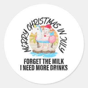 Merry Christmas In July Funny Santa Hawaiian Beach Classic Round Sticker