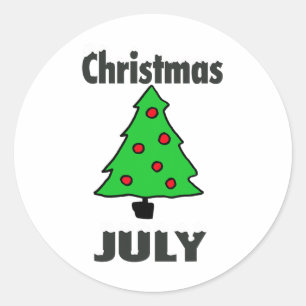 Merry Christmas In July Party Funny Summer Xmas Tr Classic Round Sticker