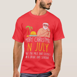 Merry Christmas In July Santa Beach Cocktail Summe T-Shirt