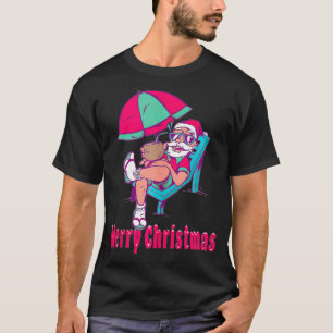 Merry Christmas in July Santa Claus Sunbathing Bea T-Shirt