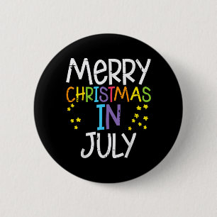 Merry Christmas In July Stars Summer Xmas Men 6 Cm Round Badge