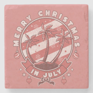 Merry Christmas in July Stone Coaster