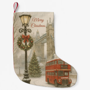 Merry Christmas in London Postcard Traveler Gift Small Christmas Stocking