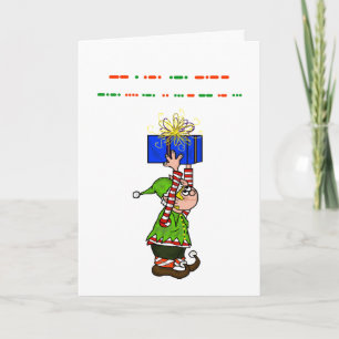 Merry Christmas in Morse Code Card with Elf