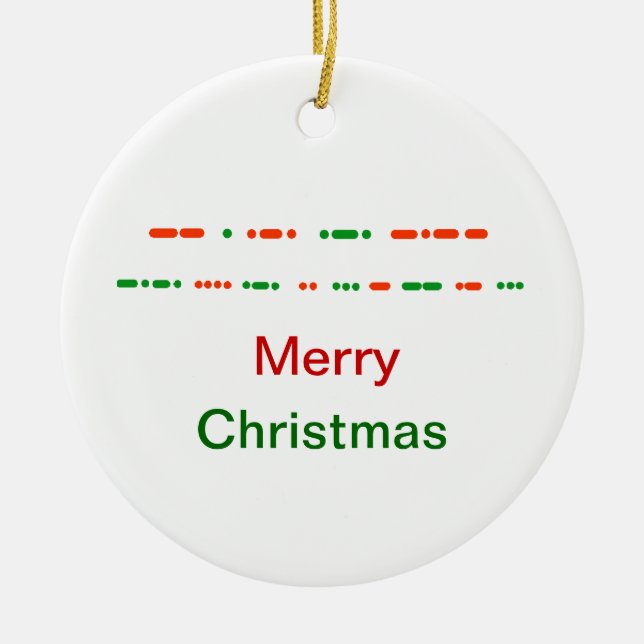 Merry Christmas in Morse Code Xmas Ornament (Front)