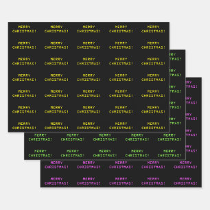 "MERRY CHRISTMAS!" in Nerdy Geeky Computer Text Wrapping Paper Sheet