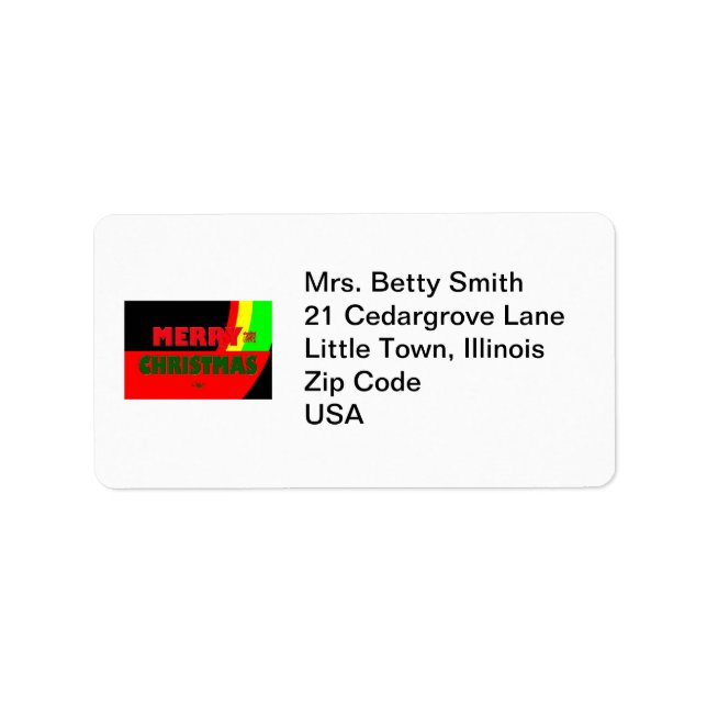 Merry Christmas in Rasta Colours Label (Front)