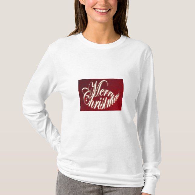 Merry Christmas in Red T-Shirt (Front)
