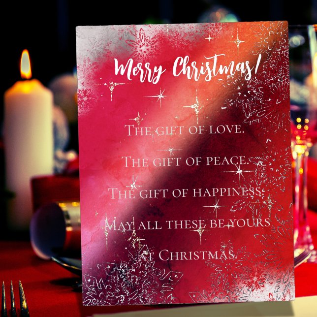 Merry Christmas in red with snowflakes and stars Foil Holiday Postcard (Creator Uploaded)