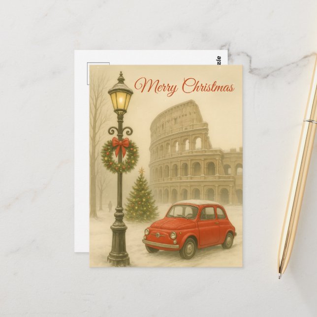 Merry Christmas in Rome – Holiday Art Gift  Postcard (Front/Back In Situ)