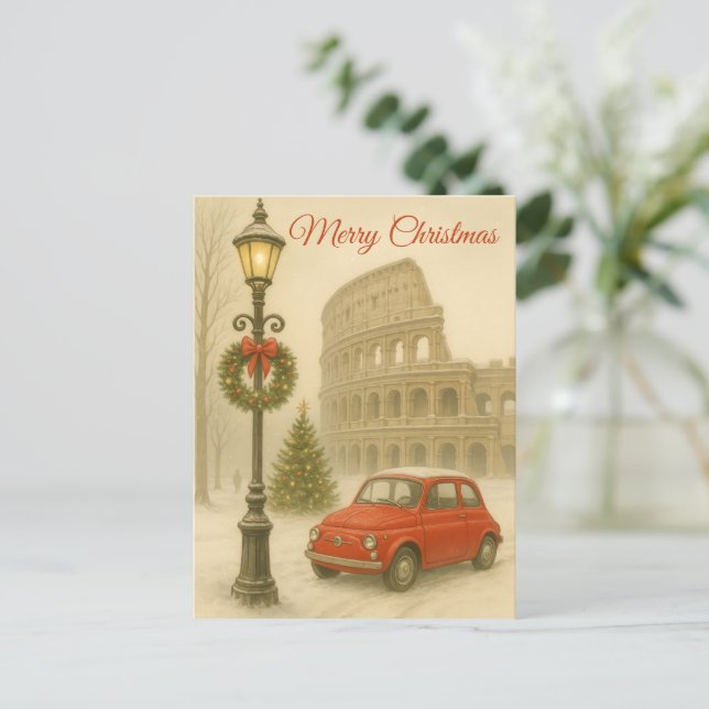 Merry Christmas in Rome – Holiday Art Gift  Postcard (Standing Front)