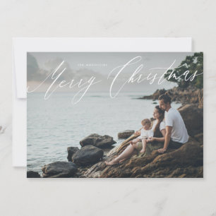 Merry Christmas in script on full-bleed photo Holiday Card