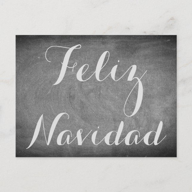Merry Christmas in Spanish Chalkboard Typography Holiday Postcard (Front)