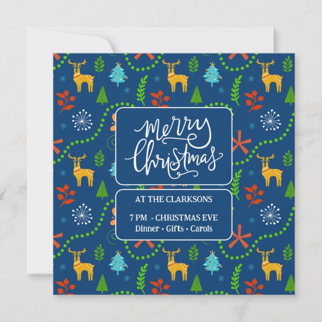 Merry Christmas in the Forest | Blue Invitation (Front)