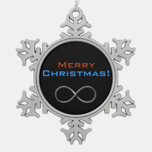 Merry Christmas Infinity   Geek Gifts Snowflake Pewter Christmas Ornament