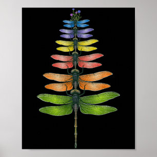 Merry Christmas Insect Dragonfly Xmas Tree  Poster