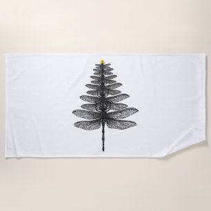 Merry Christmas insect Lover Xmas Dragonfly Beach Towel