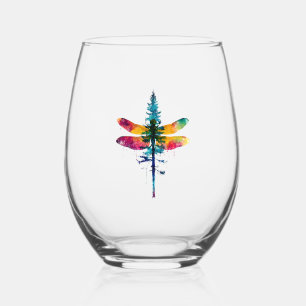Merry Christmas insect Lover Xmas Dragonfly Christ Stemless Wine Glass