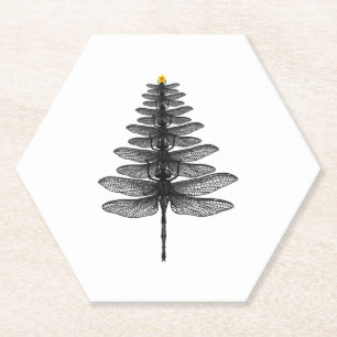 Merry Christmas insect Lover Xmas Dragonfly Paper Coaster