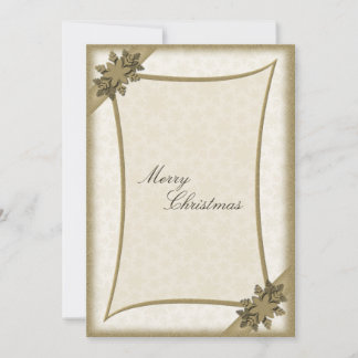 Merry Christmas Invitation Gold & White Snowflakes