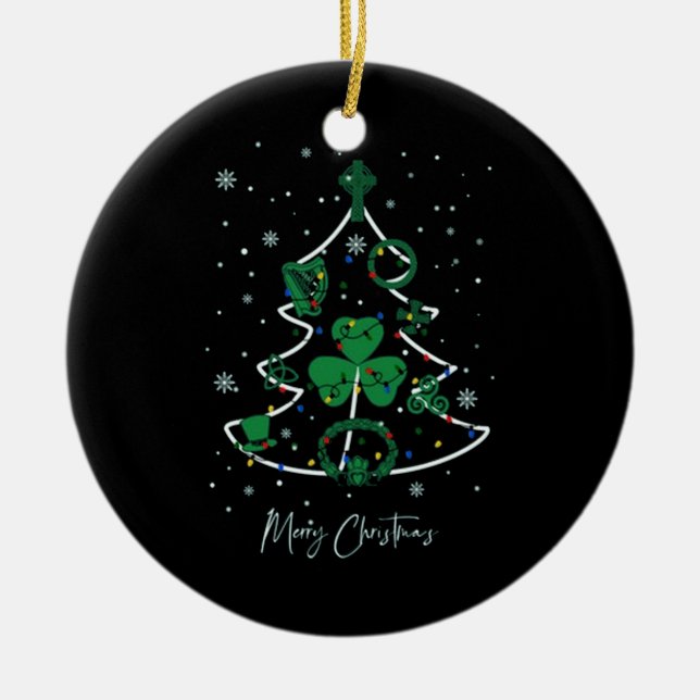 Merry Christmas Irish Ceramic Tree Decoration (Front)