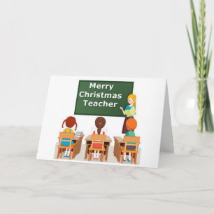 "MERRY CHRISTMAS IS WISHED" to FEMALE TEACHER Hol Holiday Card