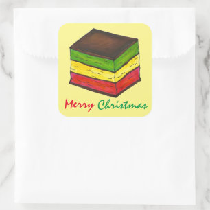 Merry Christmas Italian Bakery Rainbow Cookie Square Sticker