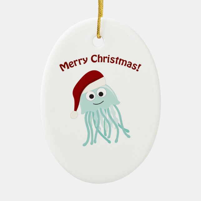 Merry Christmas! Jellyfish Ceramic Tree Decoration (Front)