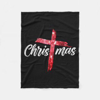 Merry Christmas Jesus Christian Cross Xmas Pajamas Fleece Blanket