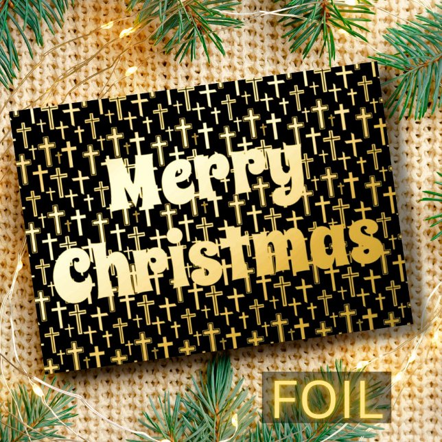 Merry Christmas Jesus cross elegant black and gold (Creator Uploaded)