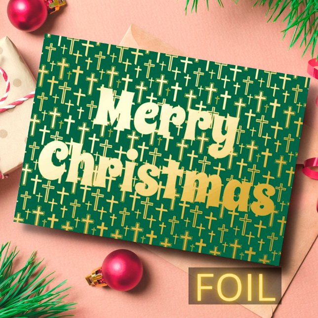 Merry Christmas Jesus cross retro typography green (Creator Uploaded)