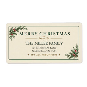 Merry Christmas Jesus Editable Address Label