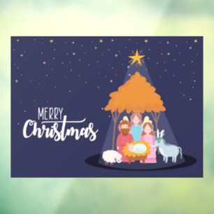 Merry Christmas Jesus Nativity Scene Window Cling
