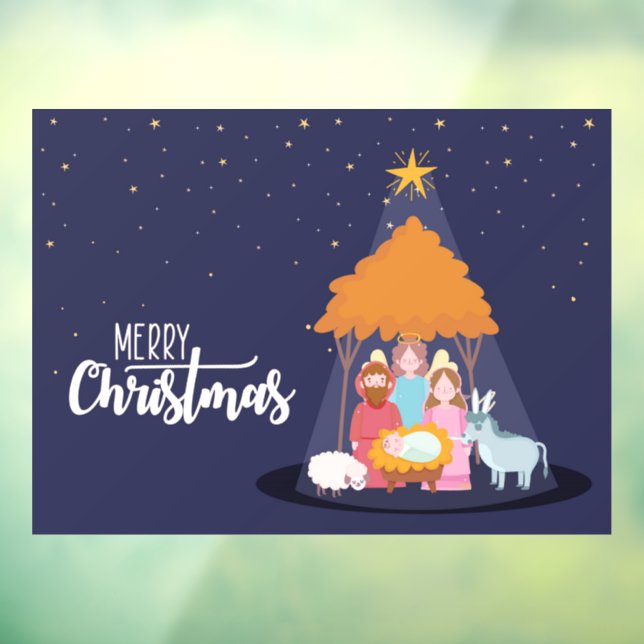 Merry Christmas Jesus Nativity Scene  Window Cling (Sheet 3)
