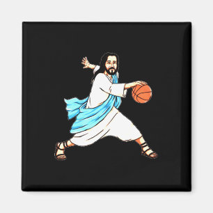 Merry Christmas Jesus Play Bysketbyll Fun Holiday Magnet
