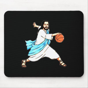 Merry Christmas Jesus Play Bysketbyll Fun Holiday Mouse Pad