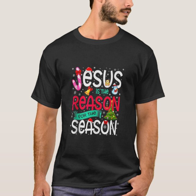 Merry Christmas Jesus Reason For Season Xmas Candy T-Shirt (Front)