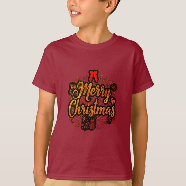 "Merry Christmas: Jolly Santa & Festive Bow Design T-Shirt (Front)