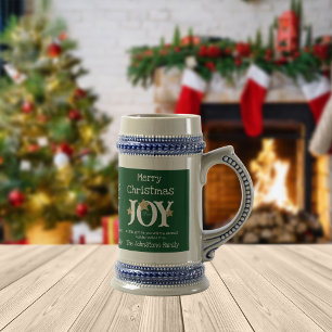 Merry Christmas Joy A Gift For You Rustic Green Beer Stein